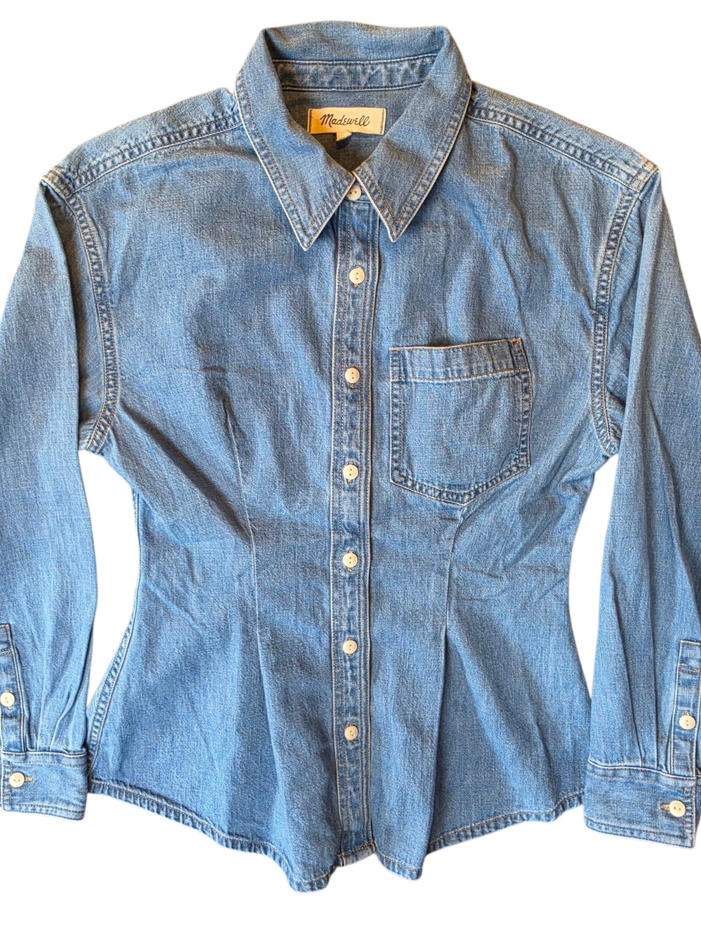 Madewell Women's XS Light Blue Denim Button-Up Shirt Western Preppy Bohemian